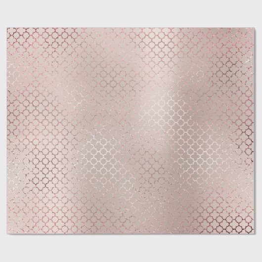 Quatrefoil Glam Roze Rose Gold Blush Bridal Shiny Cadeaupapier (Vlak)
