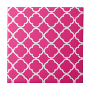 Quatrefoil helder roze tegeltje