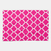 Quatrefoil Hot Pink Kitchen Towelen Theedoek (Horizontaal)