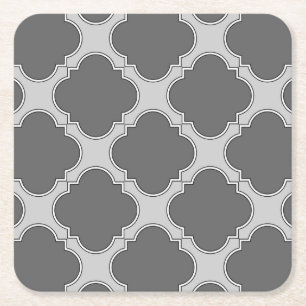 Quatrefoil in grijze tinten vierkante kartonnen onderzetter