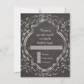 Quatrefoil Lijst Script Swirl Chalkboard RSVP (Voorkant)