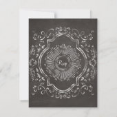 Quatrefoil Lijst Script Swirl Chalkboard RSVP Kaartje (Achterkant)