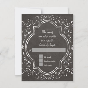 Quatrefoil Lijst Script Swirl Chalkboard RSVP Kaartje