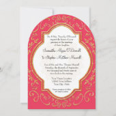 Quatrefoil Lijst Script Swirl Gold Glitter Formele Kaart (Voorkant)