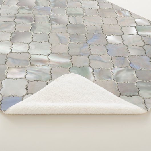 Quatrefoil Moroccan Pattern Moeder van Pearl Sherpa Deken (3/4)