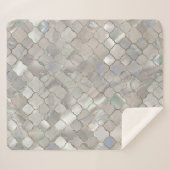 Quatrefoil Moroccan Pattern Moeder van Pearl Sherpa Deken (Voorkant (horizontaal))