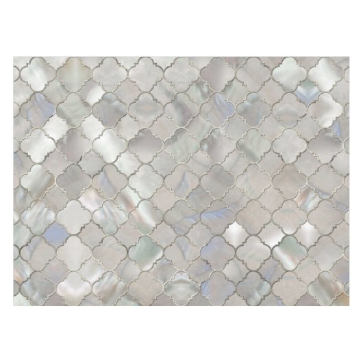 Quatrefoil Moroccan Pattern Moeder van Pearl Tafelkleed (Voorkant (Horizontaal))