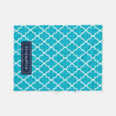 Quatrefoil Navy & Aqua | Couverture polaire (Devant (Horizontal))