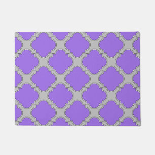 Quatrefoil paars en grijs deurmat