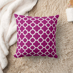 Quatrefoil Patroon Magenta White Socialite Design Kussen