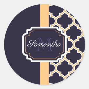 Quatrefoil Patroon Ronde Sticker
