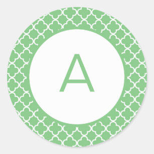Quatrefoil Patroonmonogram Ronde Sticker