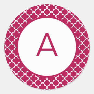 Quatrefoil Patroonmonogram Ronde Sticker