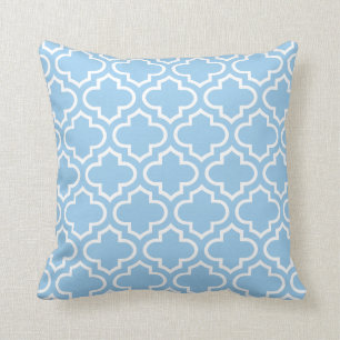 Quatrefoil Patroonpiloot in Sky Blue Kussen