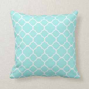 Quatrefoil Pattern Blue White aqua design Kussen