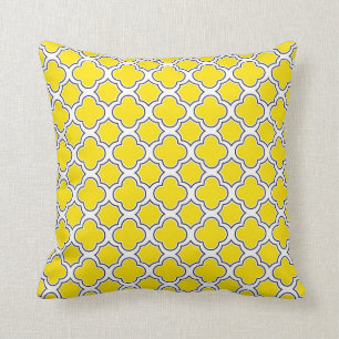 Quatrefoil Pattern Yellow and Navy Blue Kussen