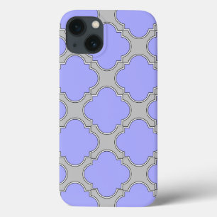 Quatrefoil periwinkle en grijs Hoesje-Mate iPhone  iPhone 13 Hoesje