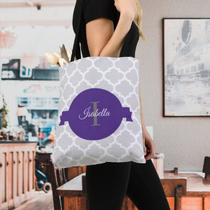 Quatrefoil pourpre Sac fourre-tout personnalisé