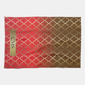 Quatrefoil rode en bruine kleurenmengsels theedoek (Horizontaal)