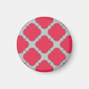 Quatrefoil rood en grijs magneet