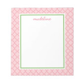 Quatrefoil rose | Bloc-notes rose et vert (Devant)