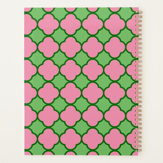 Quatrefoil rose et vert Preppy (Dos)