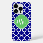 Quatrefoil Royal Blauw en Wit Patroon Case-Mate iPhone Case (Achterkant)