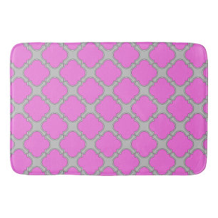 Quatrefoil roze en grijs badmat