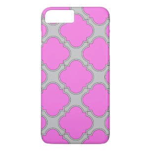Quatrefoil roze en grijs 	iPhone 8 plus / 7 plus hoesje