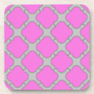Quatrefoil roze en grijs drankjes onderzetter