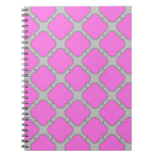 Quatrefoil roze en grijs notitieboek