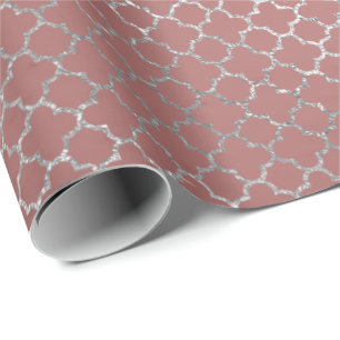 Quatrefoil Silver Glam Roze Rose Gold Licht Cadeaupapier