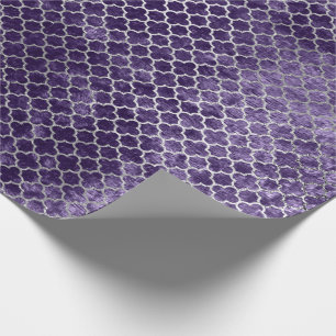 Quatrefoil Silver Metallic Paars Violet Velvet Cadeaupapier