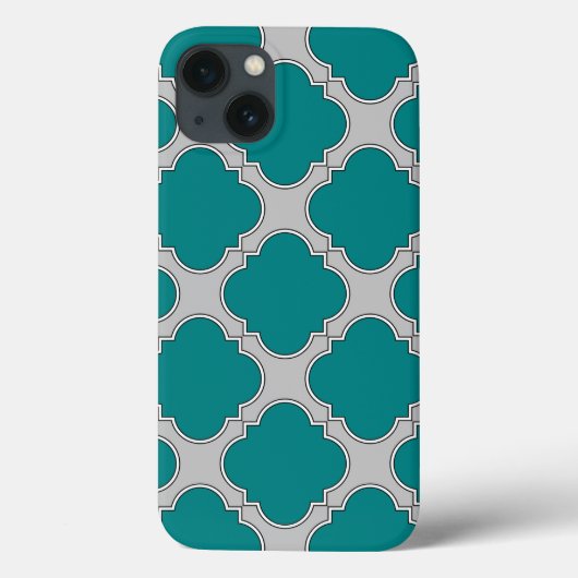 Quatrefoil turquoise et gris Coque-Mate coque ipho (Verso)