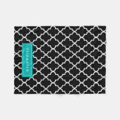 Quatrefoil Turquoise et Noir | Couverture polaire (Devant (Horizontal))