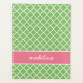 Quatrefoil vert | Pink and Green Preppy Planner (Devant)