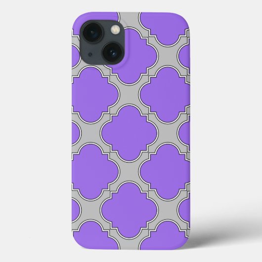 Quatrefoil violet et gris Coque-Mate coque iphone (Verso)