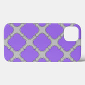 Quatrefoil violet et gris Coque-Mate coque iphone (Verso (horizontal))