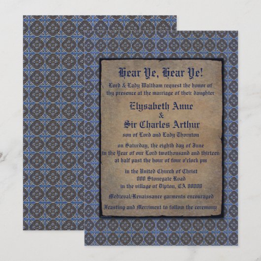 Quatrefolie Gold op blauw Kaart (Voorkant / Achterkant)