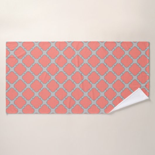 Quatrefoliekoraal en grijs badhanddoek (Badhanddoek)