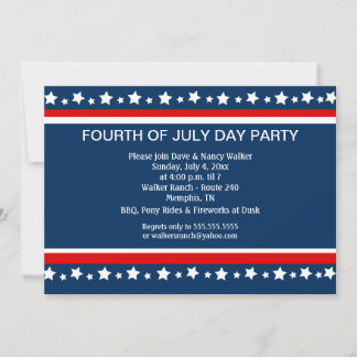 QUATRIÈME 4 juillet invitation personnalisée 5x7