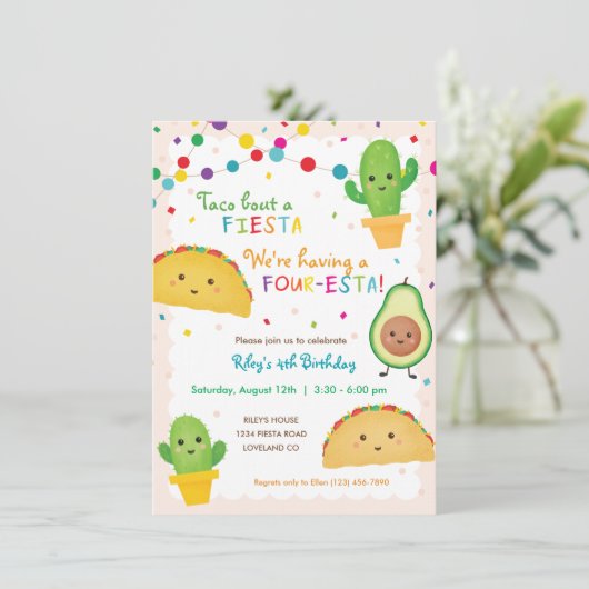 Quatrième anniversaire Taco invitation thème - qua (Debout devant)