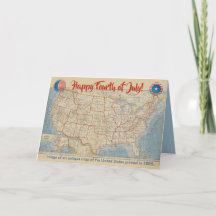 Quatrième de la carte vintage de juillet de la
