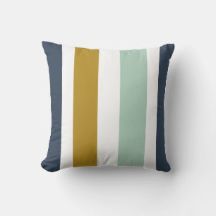 Quattro Stripe in Navy Blue, Celadon, Ochre, White Kussen