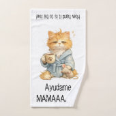 Que Dificil Ser Yo Funny Tired Cat 3-Piece Towel S (Serviette à main)