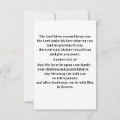 Que le Seigneur vous bénisse carte de prière (Dos)