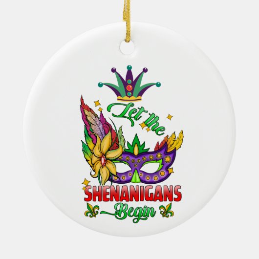 Que les frénésies commencent Ornement de Mardi Gra (Dos)