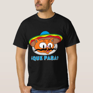QUE PASA? Cartoon Snorhaar Kat Señor Gato T-shirt