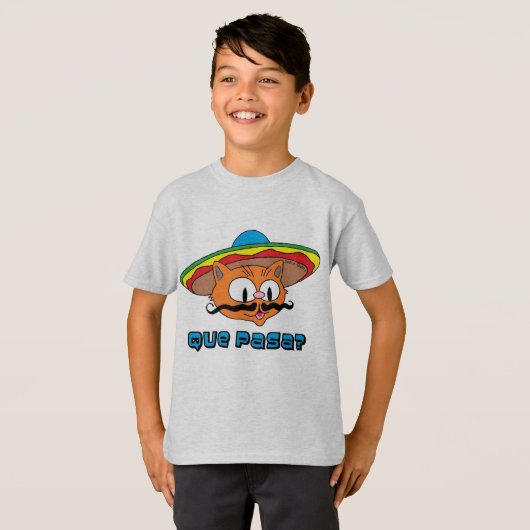 Que Pasa Señor Gato™ Cartoon Mustache Cat T-shirt (Voorkant volledig)