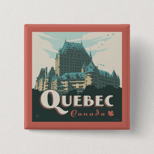 Quebec Canada Château Frontenac | Vierkante Button 5,1 Cm (Voorkant)